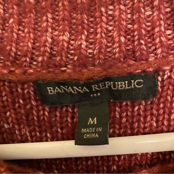 Banana Republic burgundy marled Heathered red mock neck pullover soft sweater M - Picture 4 of 8